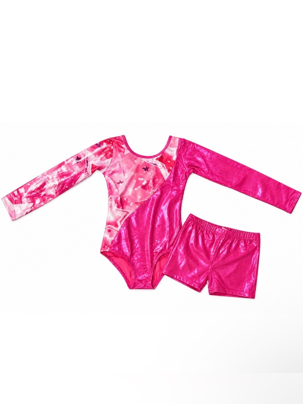 Girls' Hot Pink Shimmer Stars Leotard Set  Size 11-12 NWT